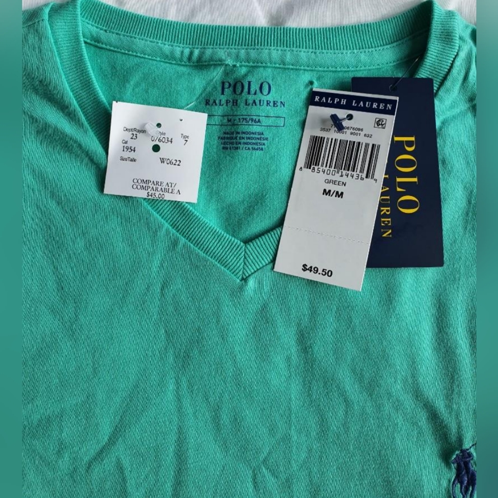 NWT❤️🔥POLO by Ralph Lauren V-Neck T-shirt Men's Large & Small💚 - Picture 4 of 11